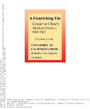 A Flourishing Yin: Gender in China's Medical History, 960–1665