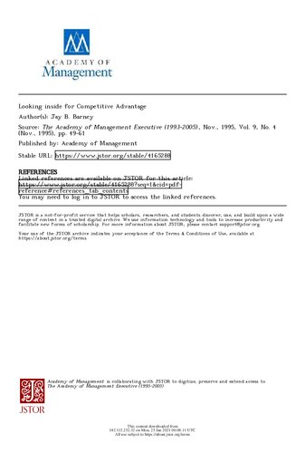 Looking inside for Competitive Advantage