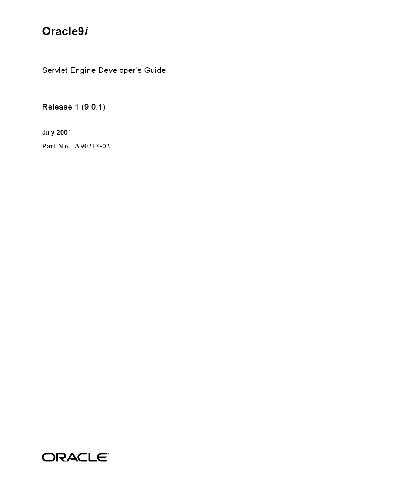 Oracle9i Servlet Engine Developer's Guide