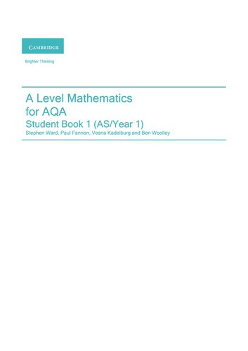 A Level Mathematics for AQA Student Book 1 (AS/Year 1) with Cambridge Elevate Edition (2 Years) (AS/A Level Mathematics for AQA)