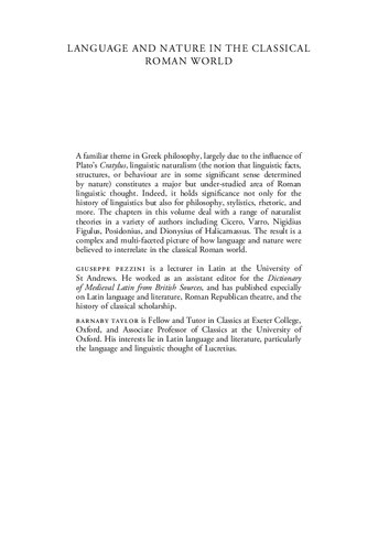 Language and Nature in the Classical Roman World