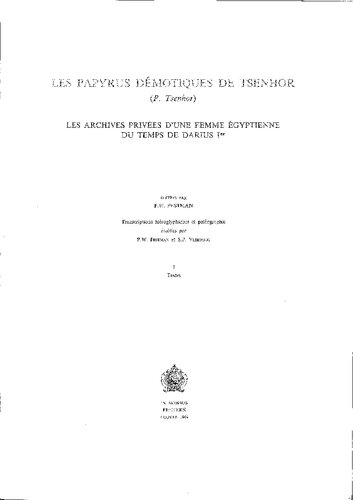 Les Papyrus démotiques de Tsenhor I: Textes