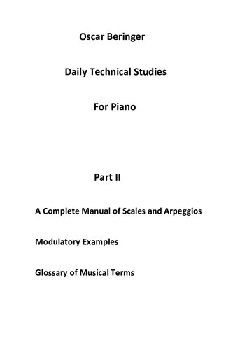 Daily Technical Studies for Piano - Part II