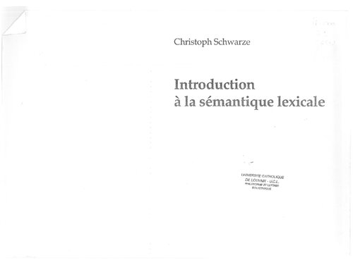 Introduction à la sémantique lexicale
