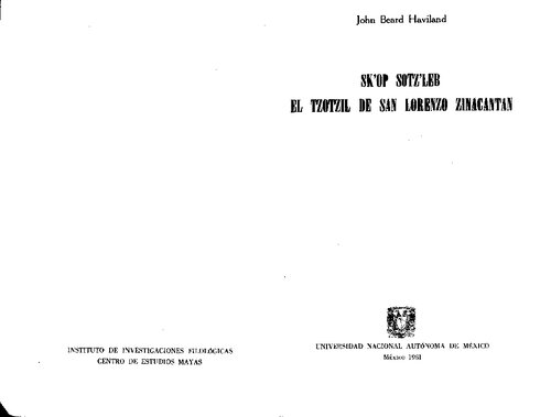 Skʼop sotzʼleb. El tzotzil de San Lorenzo Zinacantan