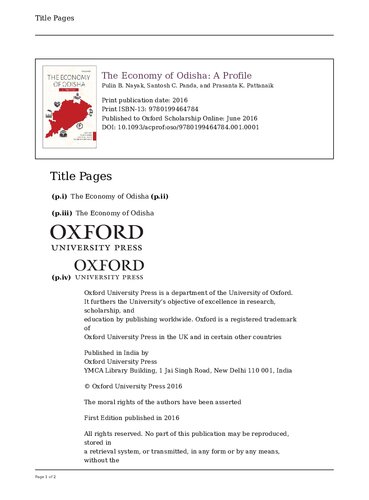 The Economy of Odisha: A Profile