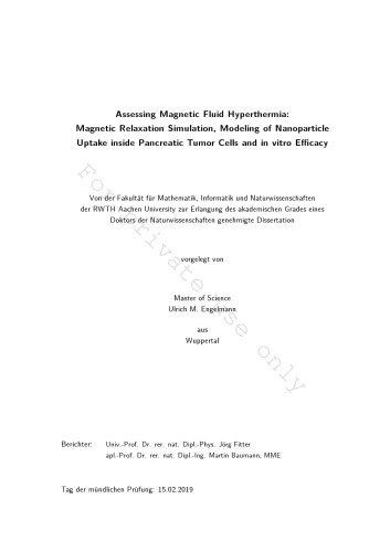 Assessing Magnetic Fluid Hyperthermia: Magnetic Relaxation Simulation, Modeling of Nanoparticle Uptake inside Pancreatic Tumor Cells and in vitro Efficacy
