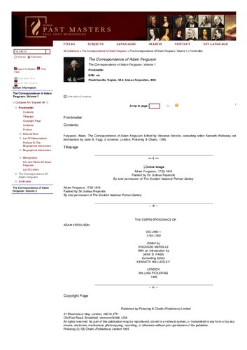 The correspondence of Adam Ferguson