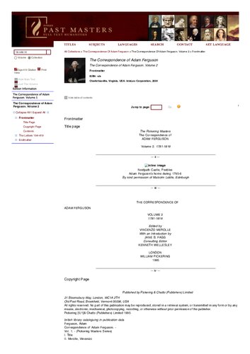 Correspondence of Adam Ferguson: v. 2 (The Pickering Masters)