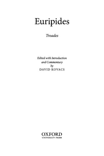 Euripides: Troades. Edited with Introduction and Commentary