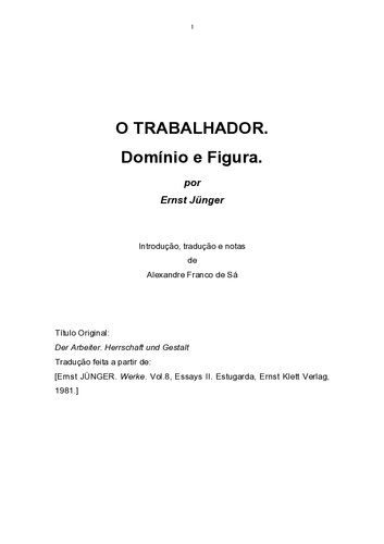 O Trabalhador: Domínio e Figura