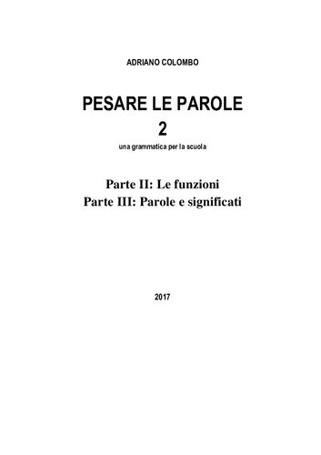 Pesare le parole 2 - una grammatica per la scuola
