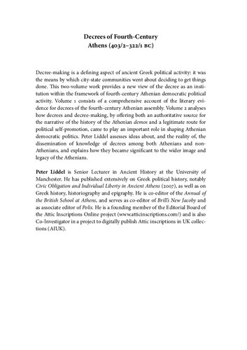 Decrees of Fourth-Century Athens (403/2-322/1 BC) 2 Volumes