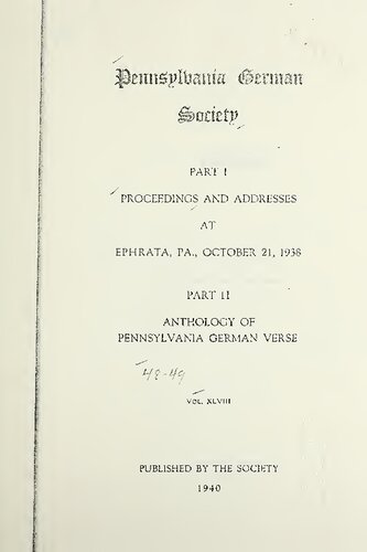 Proceedings and Addresses at Ephrata, Pa., October 21, 1938