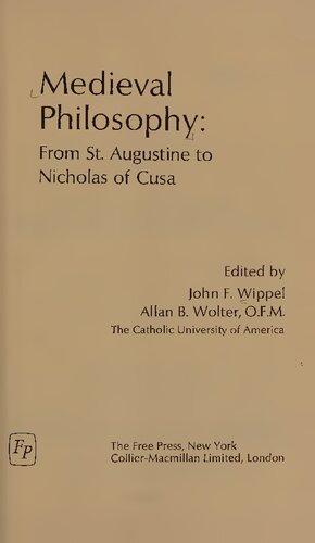 Medieval philosophy: from St. Augustine to Nicholas of Cusa