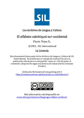 El alfabeto cakchiquel sur-occidental