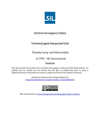 Tavetamaj ngatzʼiban pa kachʼabel. Cartilla transicional