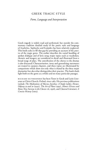 Greek Tragic Style: Form, Language and Interpretation