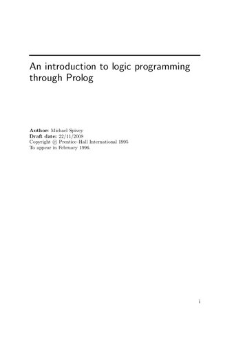 An introduction to logic programming through Prolog
