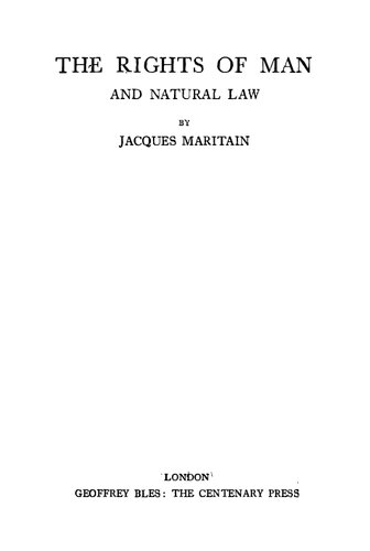 Rights of Man and Natural Law