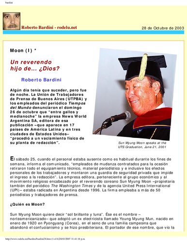 Seis Articulos Sobre La Secta Moon