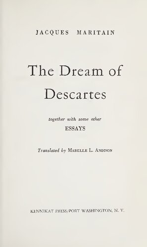 Dream of Descartes, Together with Some Other Essays