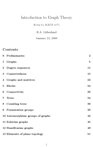Introduction to graph theory, Lecture notes