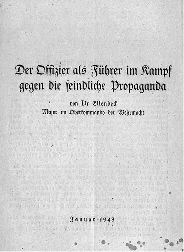 Der Offizier als Führer im Kampf gegen die feindliche Propaganda