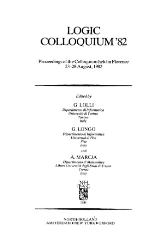 Logic Colloquium '82: Proceedings Florence, 1982
