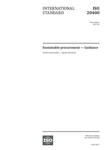 [ISO 20400:2017] Sustainable procurement — Guidance