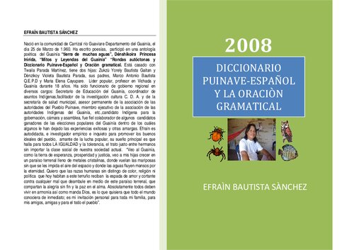 Diccionario puinave-español y la oraciòn gramatical