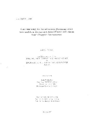 Untersuchimg der instationaren Stromung cines beschaufelten Radialverdichterdiffusors mit einem Laser-Doppler-Anemometer