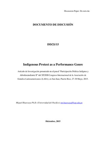 Indigenous Protest as a Performance Genre