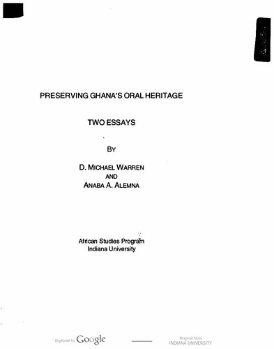 Preserving Ghana's oral heritage : two essays