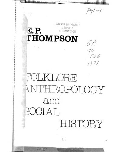 Folklore, anthropology and social history