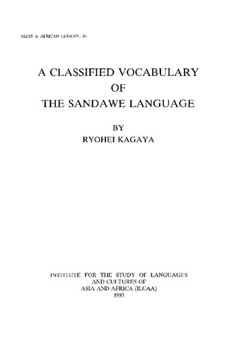 A Classified Vocabulary of the Sandawe Language.