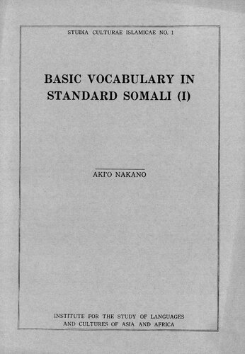 Basic Vocabulary in Standard Somali (I)