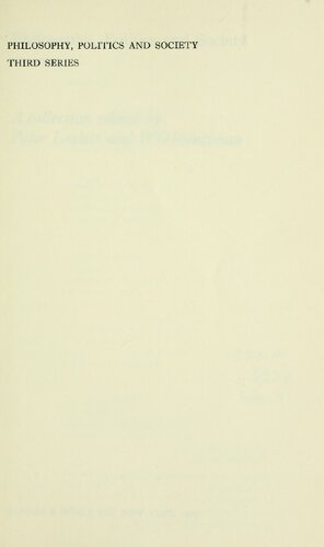 Philosophy, Politics and Society, 3rd Series