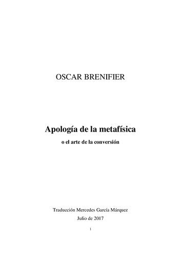 Apologia De La Metafisica