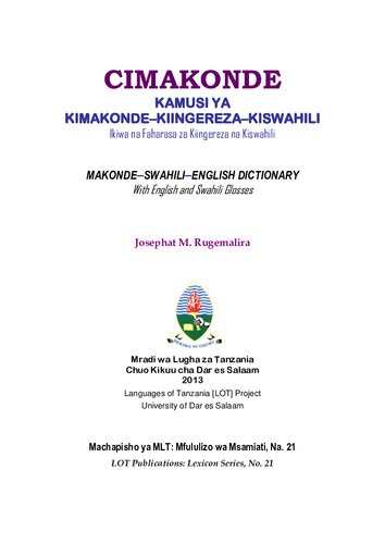 Makonde-Swahili-English dictionary
