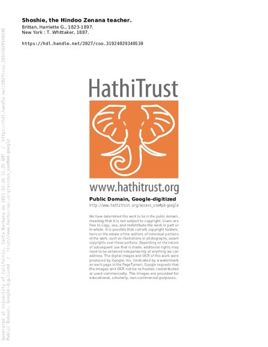 Shoshie, the Hindoo Zenana teacher.