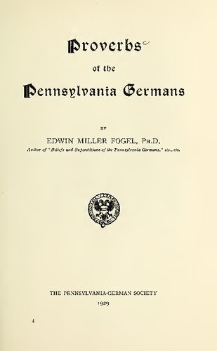 Proverbs of the Pennsylvania Germans