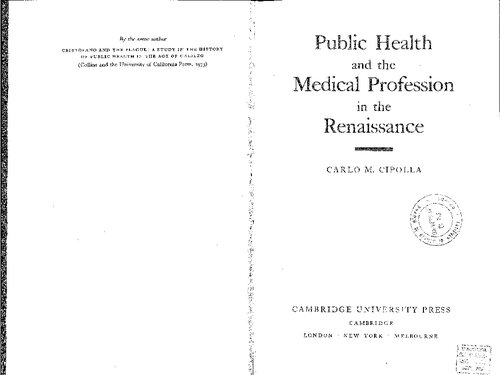 Public Health & The Medical Profession In The Renaissance