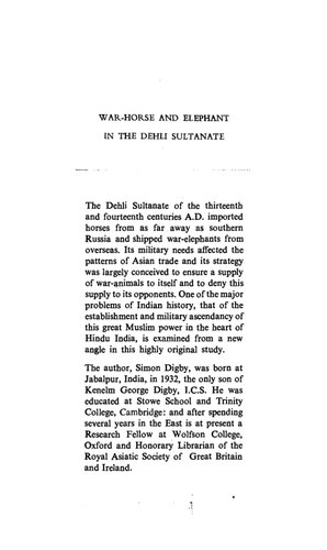 War-horse and elephant in the Dehli Sultanate : a study of military supplies