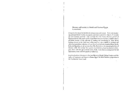 Women and Society in Greek and Roman Egypt: A Sourcebook