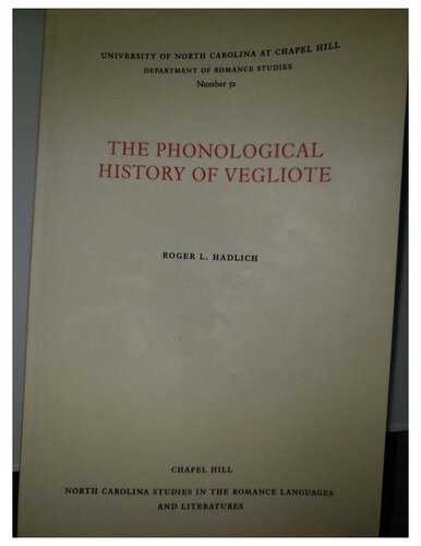 The Phonological History of Vegliote