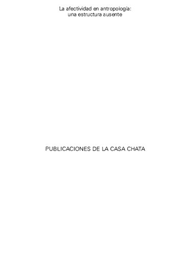 La afectividad en antropología: una estructura ausente