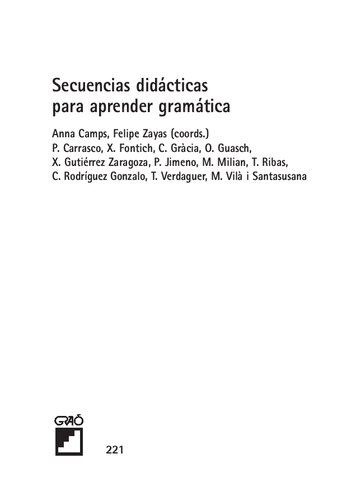Secuencias didácticas para aprender gramática