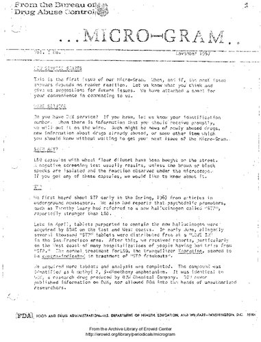 Drug Enforcement Administration Microgram Bulletin , 1967-1970