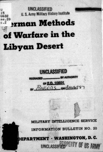 Military Intelligence Service War Department - German Methods Of Warfare In The Libyan Desert